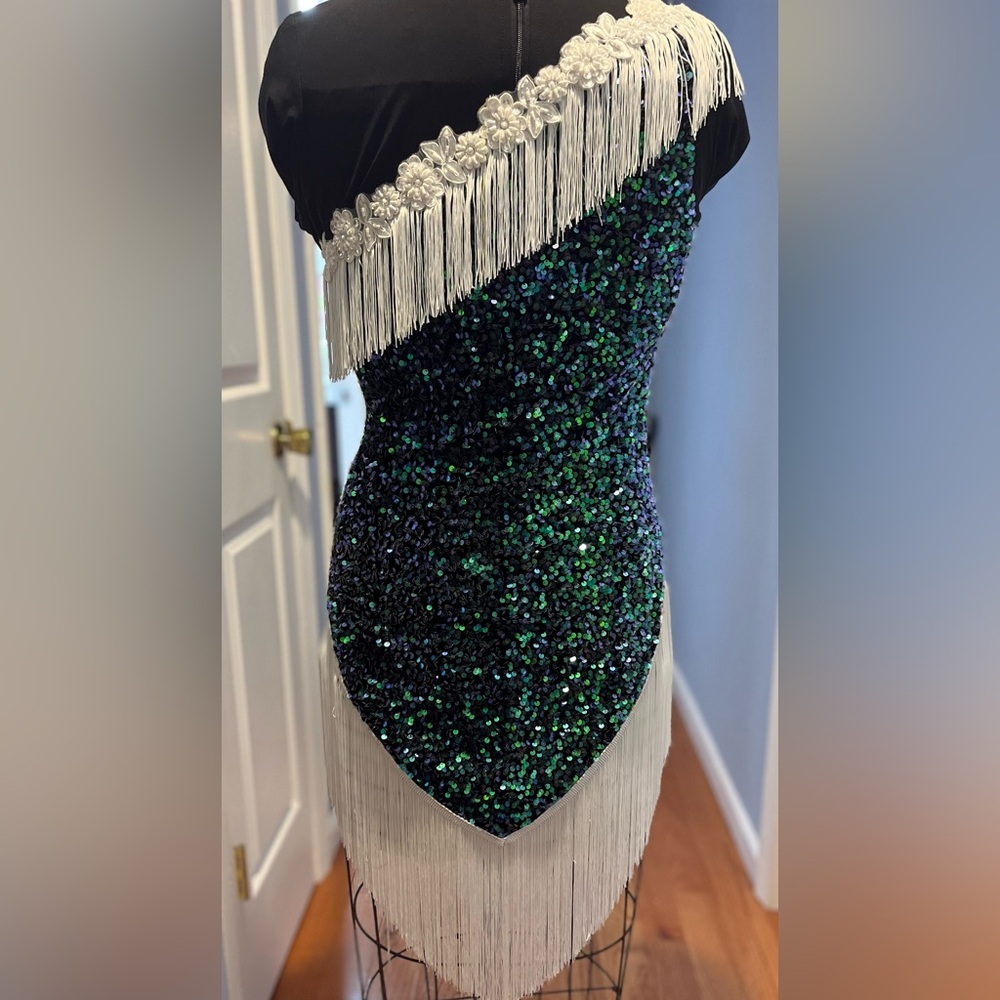 ✨ Vintage-Inspired Black Sequin Fringe Flapper Dress – 1920s Gatsby Style ✨